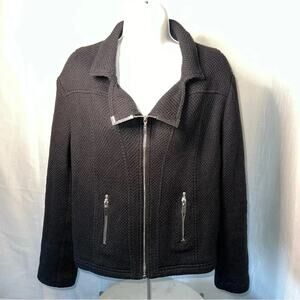 Alfani Textured Knit Moto Zip Up Jacket
